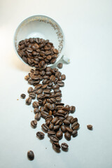 coffee spilled from a porcelain cup