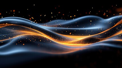 Fototapeta premium Abstract waves of light and particles in dark space