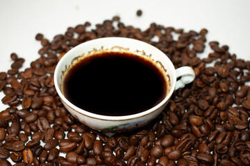 porcelain cup with black coffee