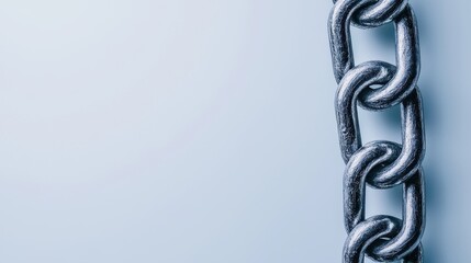 A close-up of a metallic chain against a light background, highlighting its links and texture.