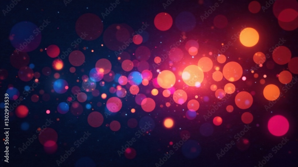 Wall mural abstract colorful bokeh background with vivid circles and glowing particles, ideal for festive desig