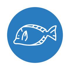 Surgeon (Yellowtail Tang) fish  color line icon for digital and print projects.  Minimal clean icons for apps and websites.