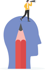 Obraz premium human heads made of gears with light bulb shape inside.