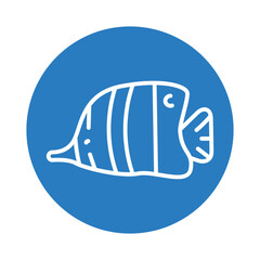 Butterflyfish (Paraurephanus) fish color line icon. Tropical fish