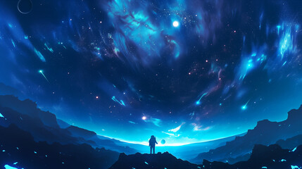 Night sky with stars, Milky Way, silhouette of mountains, cosmos, landscape, adventure, darkness