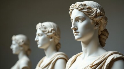 Classical Sculptures A Study in Grace and Form, Showcasing the Artistry of Elegant Female Busts