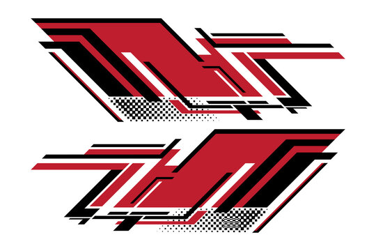 Bold geometric stripes in red black for car decal, vinyl stickers, wrapping, sports lower third banner