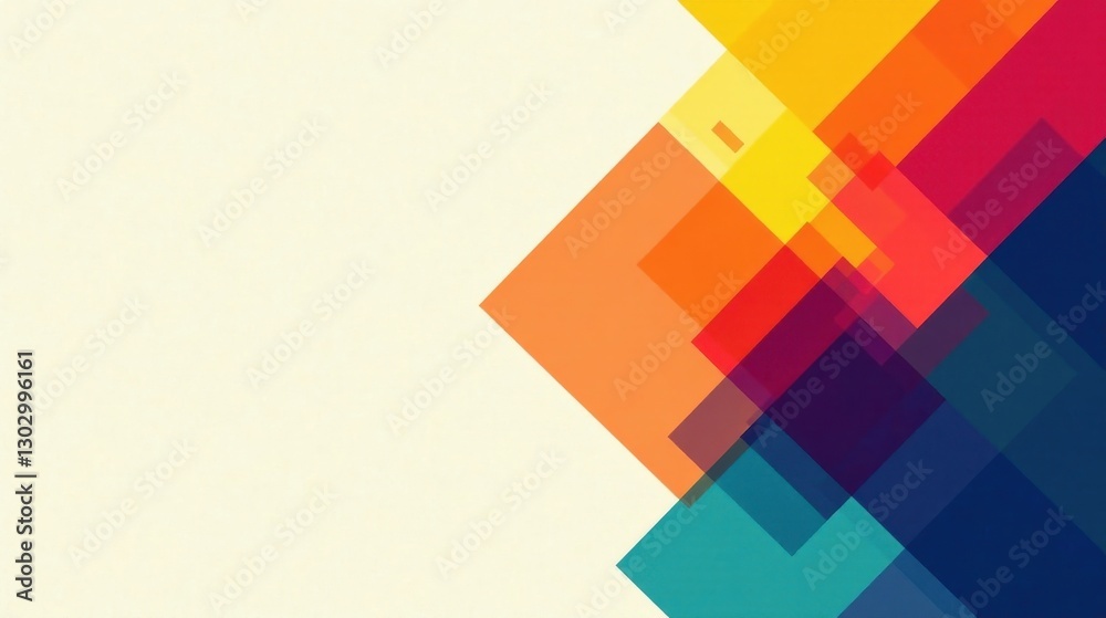 Fototapete vibrant abstract design featuring overlapping colorful squares on a soft background, ideal for moder