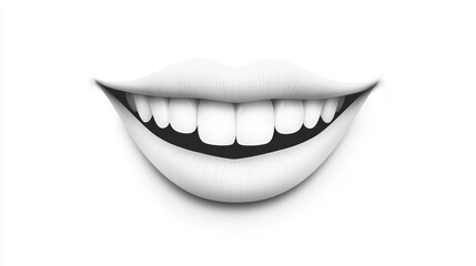 Naklejka premium Smiling Female Mouth with Smooth Lips on White Background