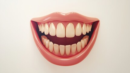 Naklejka premium Smiling Female Mouth with Smooth Lips on White Background