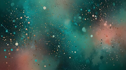 Bright turquoise fading to soft blush with scattered sparkling dots for a magical effect