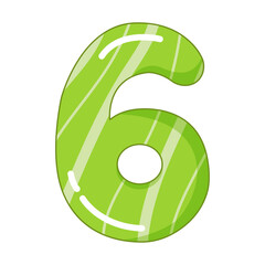 Vector illustration of the number six in a colorful style