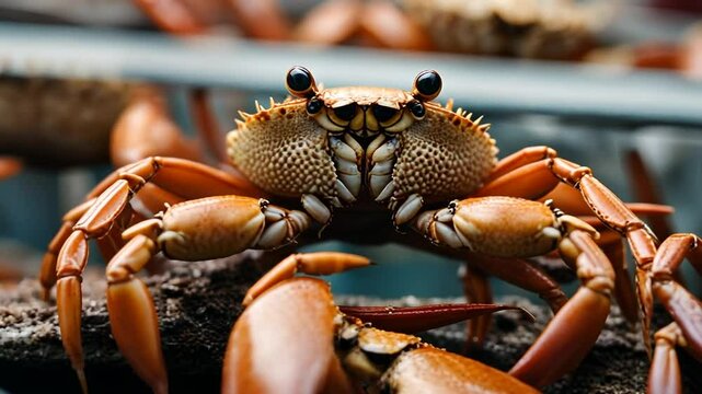 Fishing for crabs in the sea.