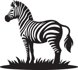 Obraz premium black zebra vector illustration, zebra vector, zebra silhouette logo vector, zebra vector black and white background full body