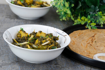 Aloo Palak, Aalo Palak ki bhujya, Potato Spinach Curry