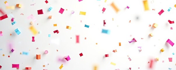 Vibrant confetti pattern on white backdrop for celebrations, event, party