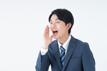 叫ぶ若いビジネスマン