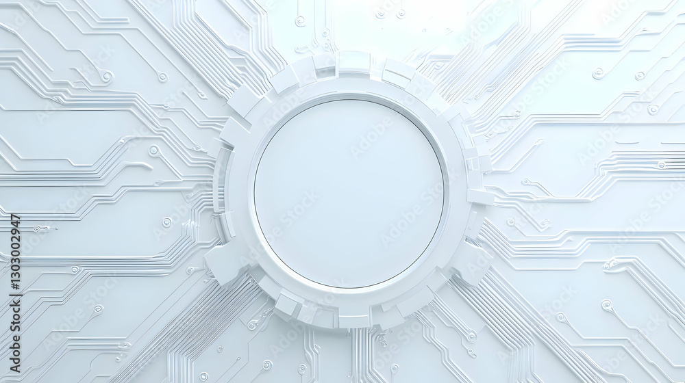 Poster abstract technology background with circuit patterns and gear shape