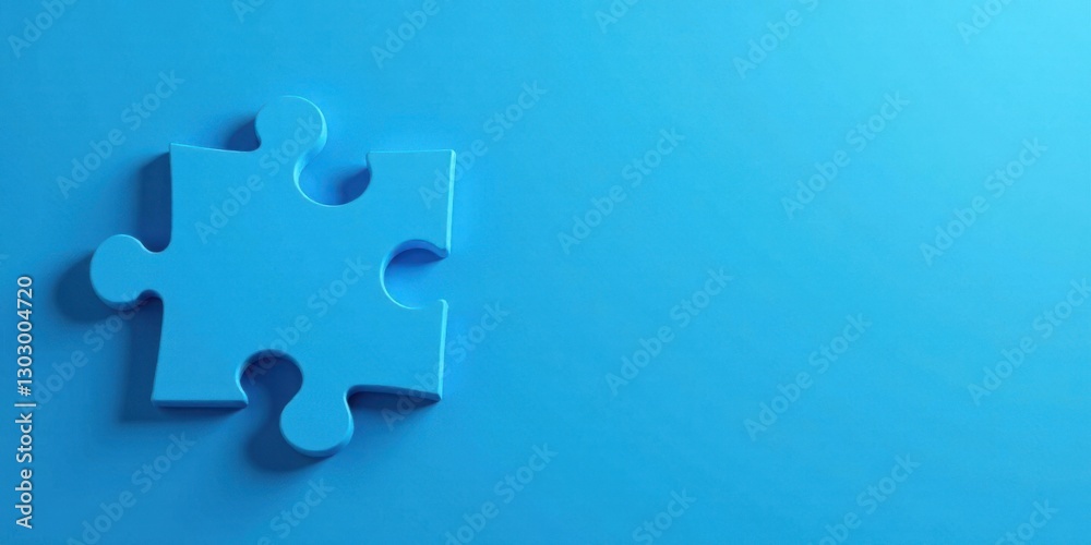 Poster A Single Blue Jigsaw Puzzle Piece on a Smooth Surface, Representing Connection, Collaboration, and the Concept of a Missing Part in a Larger System