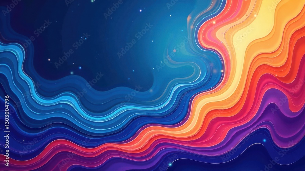 Poster abstract vibrant waves of color in a dynamic flowing design featuring a spectrum of hues and lumines