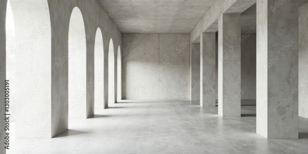 Leinwandbilder serene minimalist concrete architecture a study in light and shadow, featuring arched entryways and 