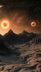 Stunning artistic depiction of a dual sun planetary system highlighting cosmic beauty and complexity
