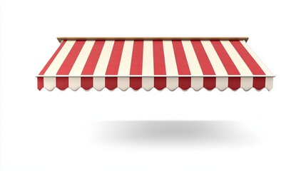 A red-and-white striped awning, displayed independently on a white background. 