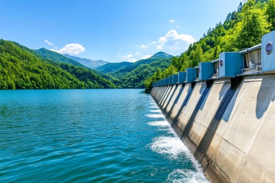 A hydroelectric dam with smart AI-controlled turbines maximizing energy efficiency