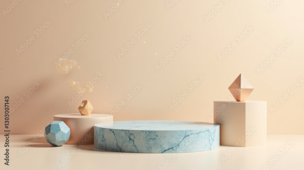 Leinwandbilder Abstract Minimalist Product Display with Geometric Forms and Subtle Lighting Effects