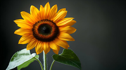 Obraz premium Vibrant Sunflower Against Dark Background: A Stunning Floral Close-up