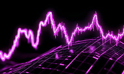 Vibrant Pink Data Visualization with Abstract Waveform Design