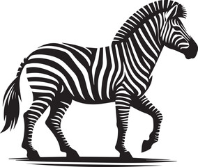 Obraz premium black zebra vector illustration, zebra vector, zebra silhouette logo vector, zebra vector black and white background full body