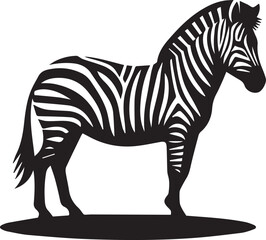 Obraz premium black zebra vector illustration, zebra vector, zebra silhouette logo vector, zebra vector black and white background full body