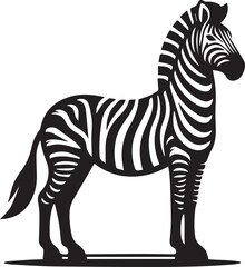 Obraz premium black zebra vector illustration, zebra vector, zebra silhouette logo vector, zebra vector black and white background full body