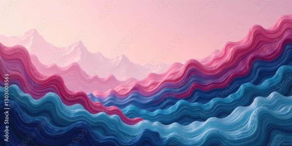 Poster abstract pink and blue undulating landscape a dreamlike serene hillscape with soft color transitions
