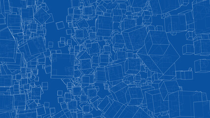 Wireframe Boxes. Sketch style