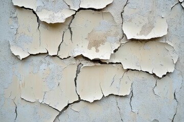 Obraz premium Peeling paint reveals cracked aging wall texture.