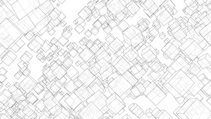 Wireframe Boxes. Sketch style
