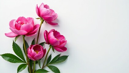 Obraz premium Studio shot of peonies arranged in anemone shape against white background, floral, decoration