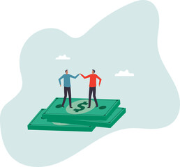 Obraz premium Salary negotiation, pay raise discussion or wages and benefit agreement, business deal or merger and acquisition.business concept.flat character.