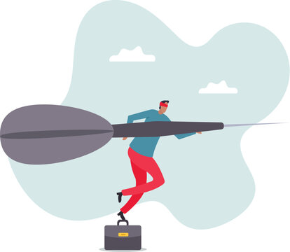 Unclear target or blind business vision, leadership failure or mistake aiming goal, untrained or uneducated management .business concept.flat character.