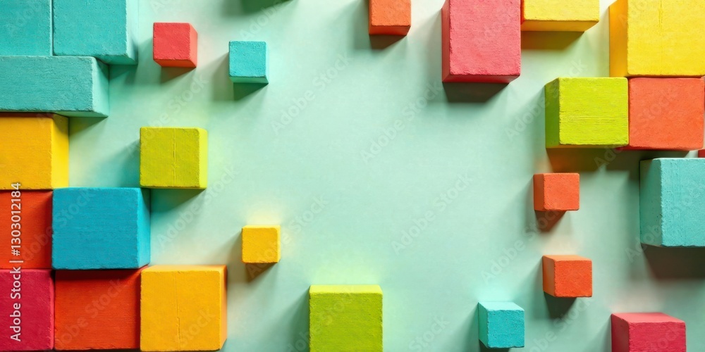 Fototapete vibrant colorful blocks arranged on a pastel background a creative composition featuring diverse sha