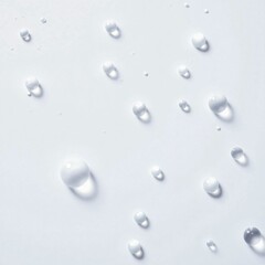 Fresh Water Droplets on a White Background, Creating a Minimalist and Clean Aesthetic for Wellness and Hydration Concepts
