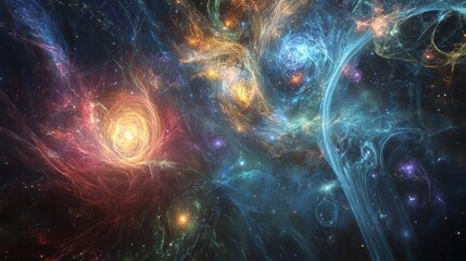 Artistic representation of entropy through galaxies and cosmic structures in the universe