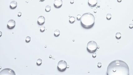 Fresh Water Droplets on a White Background, Creating a Minimalist and Clean Aesthetic for Wellness and Hydration Concepts