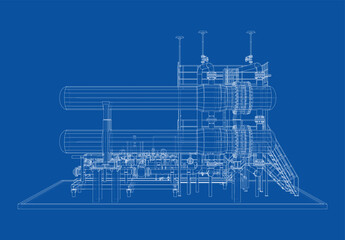 Petroleum heater exchanger. Vector rendering of 3d