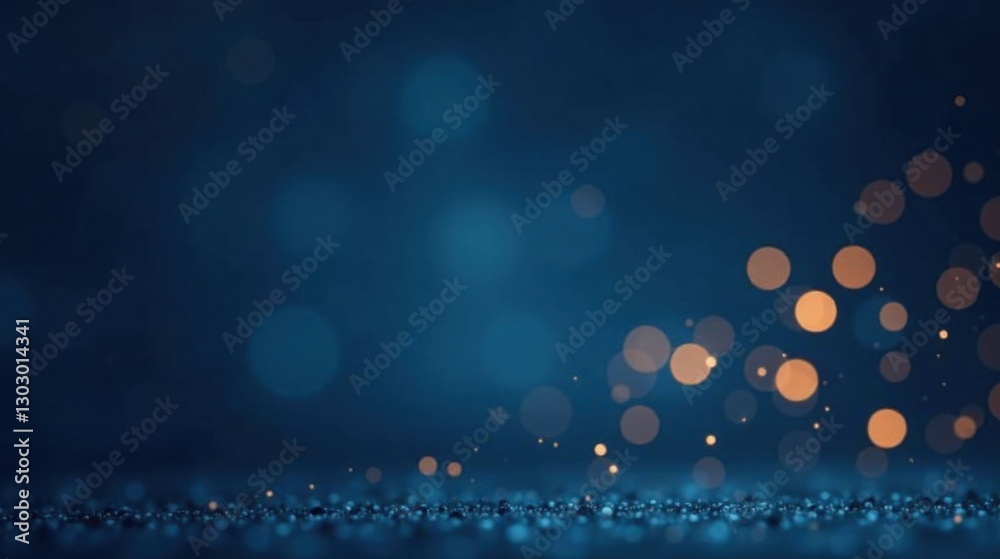 Poster abstract dark blue background with glimmering lights and sparkling dust