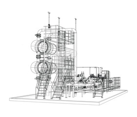 Petroleum heater exchanger. Vector rendering of 3d