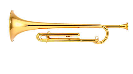 Fototapeta premium Golden trumpet isolated on a transparent background. showing intricate details and craftsmanship of the musical instrument.