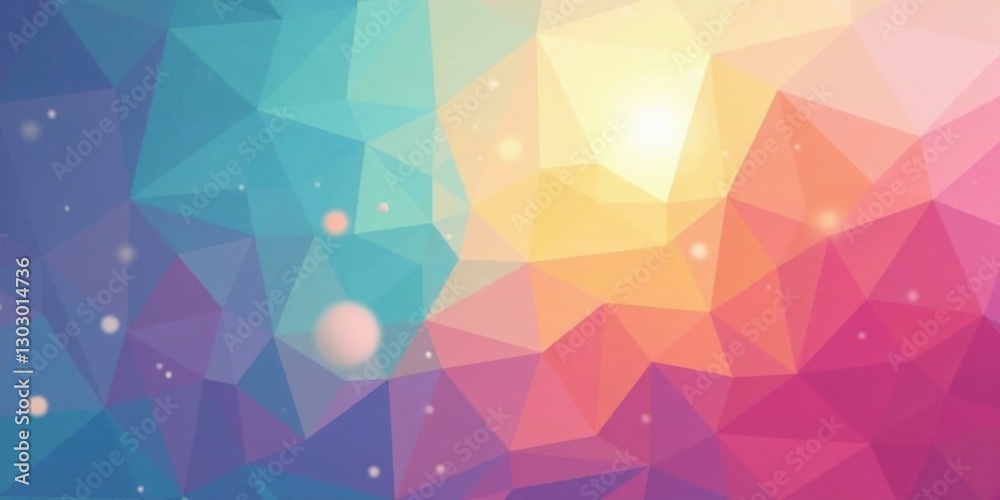 Poster abstract low poly geometric background with pastel hues and soft glowing lights